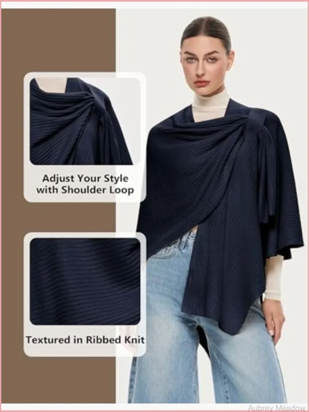 Elegant Cross Front Shawl Wrap Knitted Poncho Cape Sweater Soft Warm Travel Wrap